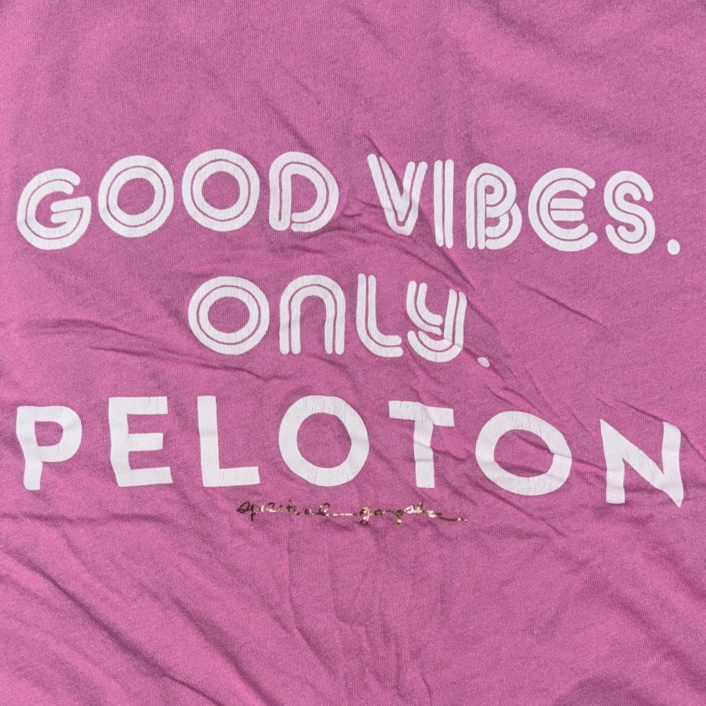 Spiritual Gangster Peloton Vibrant Pink Good Vibes Only Muscle Tee Size Small - Picture 5 of 7